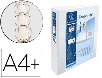 Carpeta exacompta canguro 4 anillas 50 mm din a4+ carton forrado polipropileno personalizable 3 bolsillos