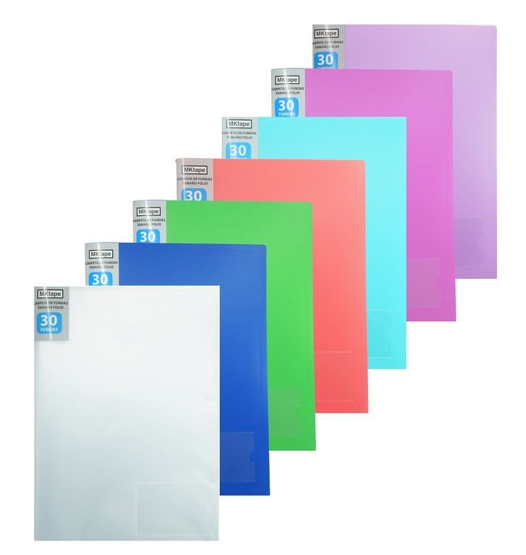 Carpeta folio de 30 fundas de 0,9 micras. 7 colores
