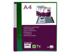 Carpeta liderpapel 30 fundas canguro pp DIN A4 verde translucido portada y lomo personalizable