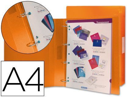 Carpeta Liderpapel 4 Anillas 25 mm Mixtas 43431 Polipropileno Din A4 Naranja Serie Frosty