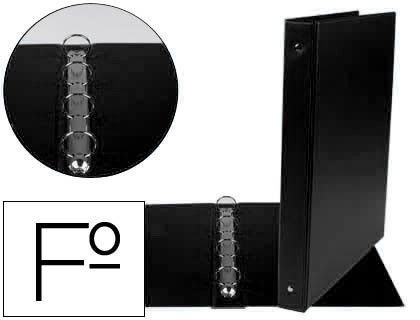 Carpeta liderpapel 4 anillas 25 mm redodas plastico folio color negro
