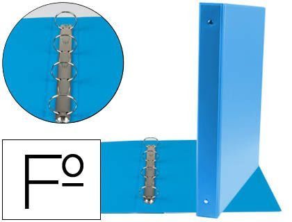 Carpeta Liderpapel 4 Anillas 25 mm Redondas Plastico Folio Color Celeste