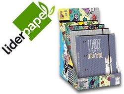 Carpeta liderpapel 4 anillas 40 mm forrada din a4 con recambio y gomilla fantasia 2019 120h 70g 5mm expositor 10