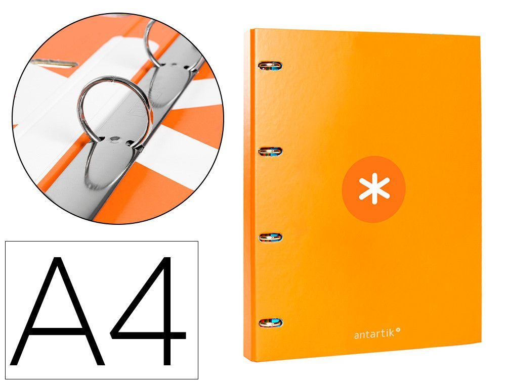 Carpeta liderpapel antartik A4 forrada 4 anillas 25 mm redondas color mostaza