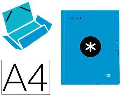 Carpeta Liderpapel Antartik Gomas A4 3 Solapas Carton Forrado Color Azul