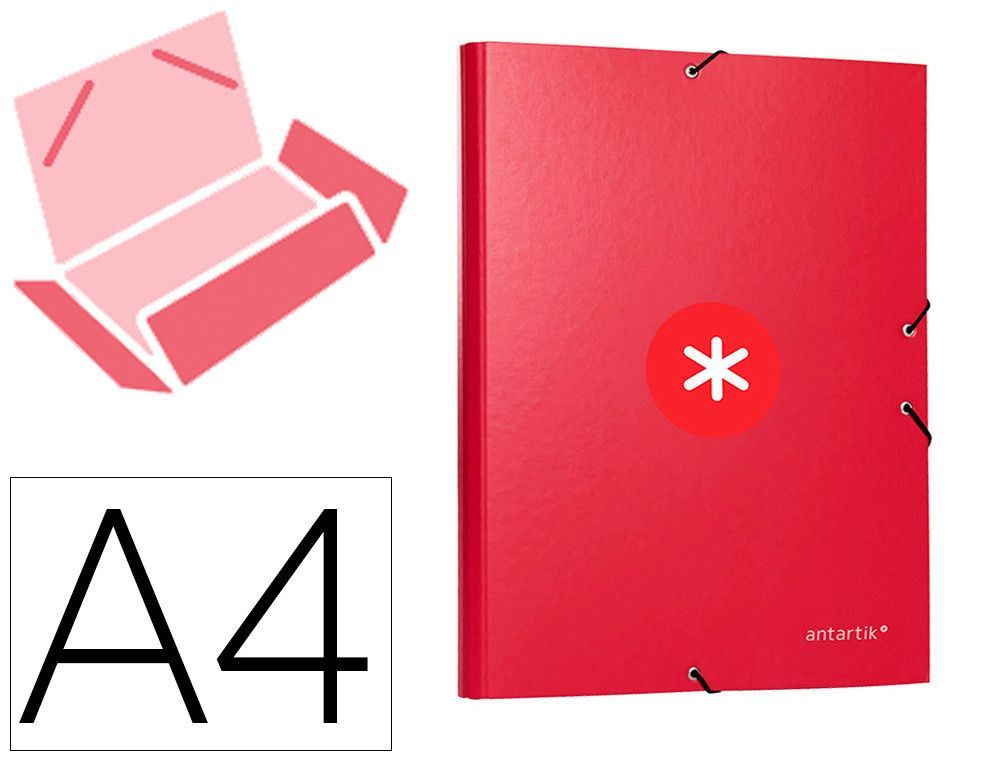 Carpeta liderpapel antartik gomas A4 3 solapas carton forrado color frambuesa