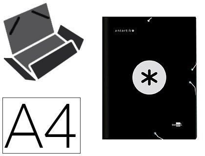 Carpeta Liderpapel Antartik Gomas A4 3 Solapas Carton Forrado Color Negro