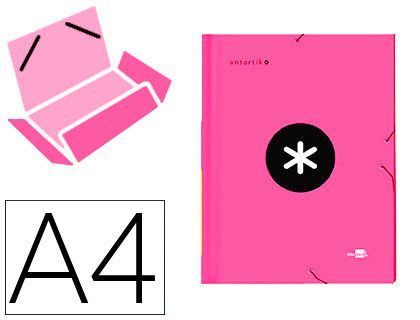 Carpeta Liderpapel Antartik Gomas A4 3 Solapas Carton Forrado Color Rosa
