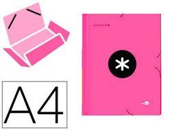 Carpeta Liderpapel Antartik Gomas A4 3 Solapas Carton Forrado Color Rosa