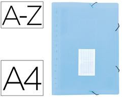 Carpeta liderpapel clasificador fuelle polipropileno din a4 celeste opaco 13 departamentos