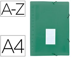 Carpeta liderpapel clasificador fuelle polipropileno din a4 verede opaco 13 departamentos