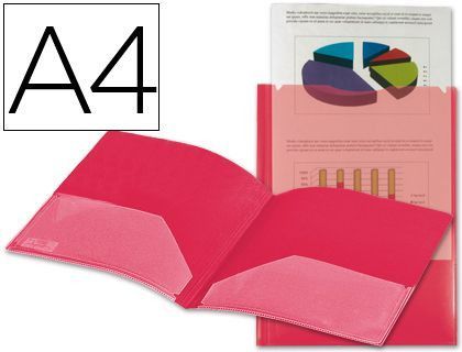 Carpeta Liderpapel Dossier Dos Bolsas Canguro 45680 Polipropileno Din A4 Roja