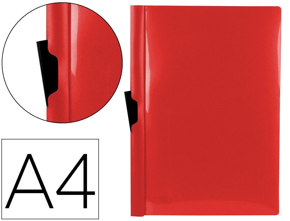 Carpeta liderpapel dossier pinza lateral polipropileno din a4 rojo translucido 60 hojas pinza deslizante