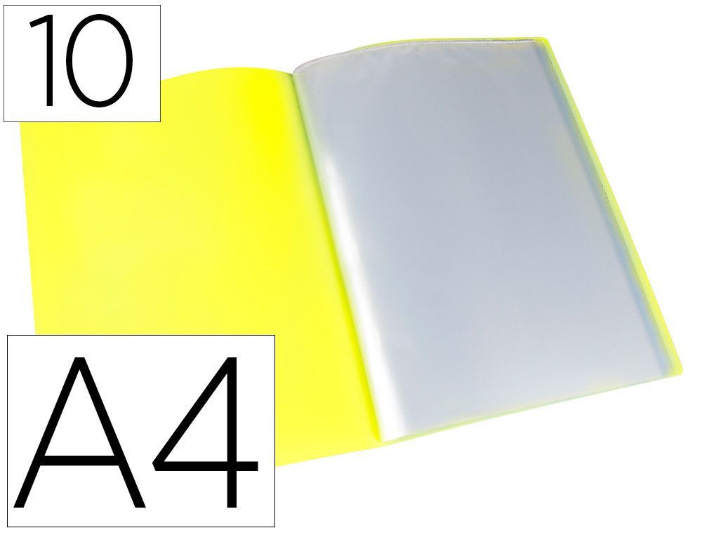 Carpeta liderpapel escaparate 10 fundas polipropileno din a4 amarillo fluor opaco