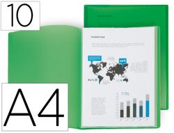 Carpeta liderpapel escaparate 10 fundas polipropileno din a4 verde translucido