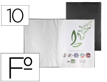 Carpeta Liderpapel Escaparate 10 Fundas Pvc Folio Negro