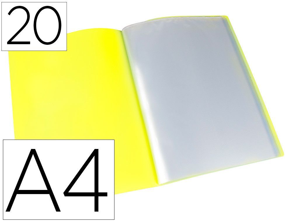 Carpeta liderpapel escaparate 20 fundas polipropileno din a4 amarillo fluor opaco