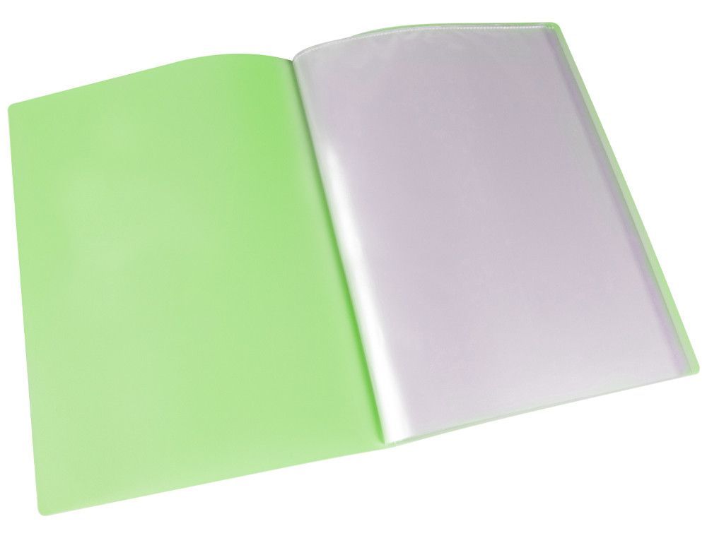 Carpeta liderpapel escaparate 20 fundas polipropileno DIN A4 verde manzana opaco