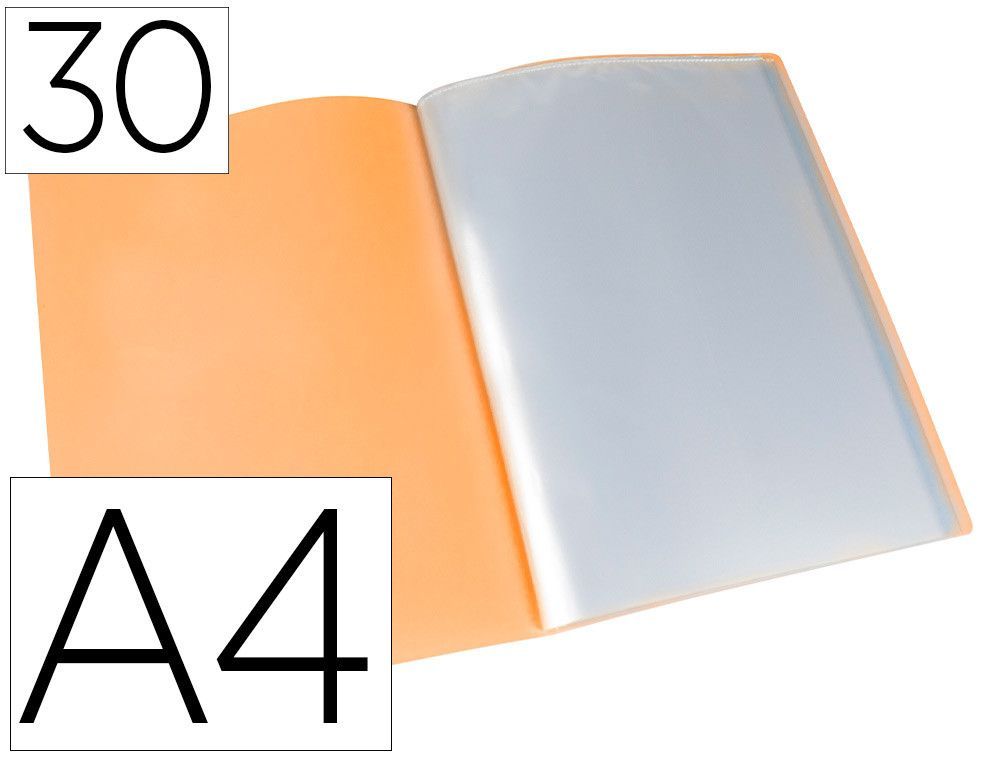 Carpeta liderpapel escaparate 30 fundas polipropileno din a4 naranja fluor opaco