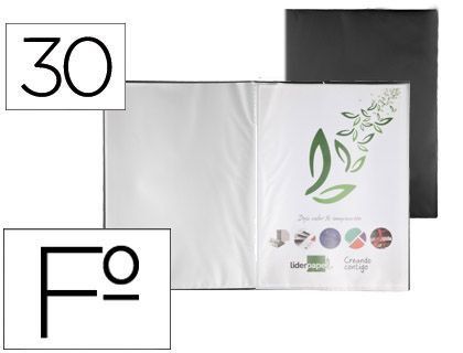 Carpeta Liderpapel Escaparate 30 Fundas Pvc Folio Negro