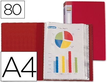 Carpeta Liderpapel Escaparate 31760 80 Fundas Polipropileno Din A4 Roja Lomo Personalizable