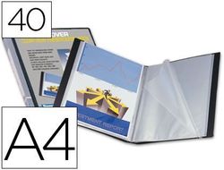 Carpeta Liderpapel Escaparate 37735 40 Fundas Canguro Polipropileno Din A4 Negra Portada y Lomo Personalizable