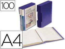 Carpeta Liderpapel Escaparate 37862 100 Fundas Polipropilenodin A4 Azul con Cajetin