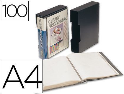 Carpeta Liderpapel Escaparate 37865 100 Fundas Polipropilenodin A4 Negra con Cajetin