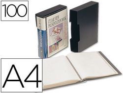 Carpeta Liderpapel Escaparate 37865 100 Fundas Polipropilenodin A4 Negra con Cajetin