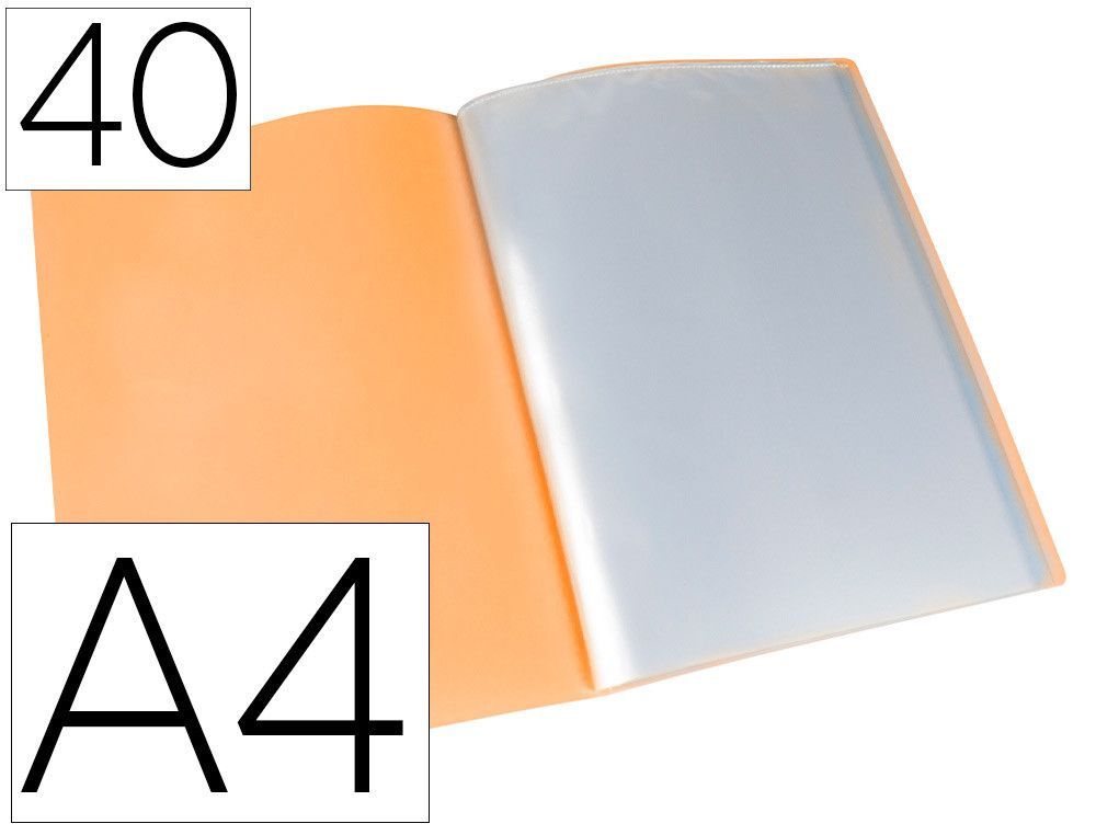 Carpeta liderpapel escaparate 40 fundas polipropileno din a4 naranja fluor opaco