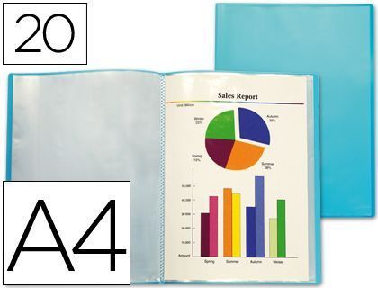 Carpeta Liderpapel Escaparate 47042 20 Fundas Polipropileno Traslucida Din A4 Azul Frosty