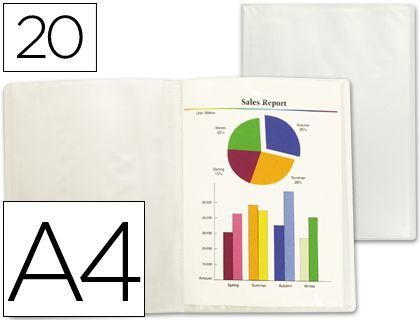 Carpeta Liderpapel Escaparate 47044 20 Fundas Polipropileno Frosty Din A4 Transparente