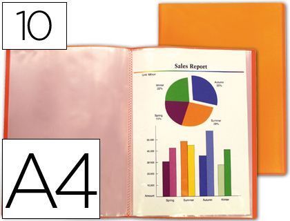 Carpeta Liderpapel Escaparate 47481 10 Fundas Polipropileno Traslucida Din A4 Naranja Frosty