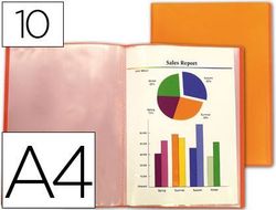 Carpeta Liderpapel Escaparate 47481 10 Fundas Polipropileno Traslucida Din A4 Naranja Frosty