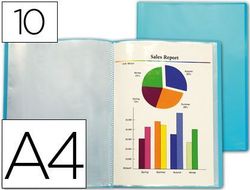 Carpeta Liderpapel Escaparate 47482 10 Fundas Polipropileno Traslucida Din A4 Azul Frosty
