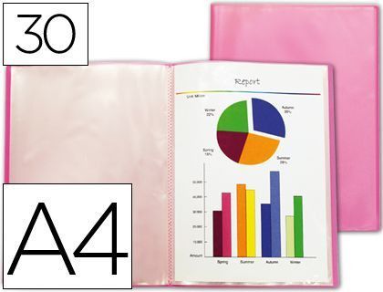 Carpeta Liderpapel Escaparate 47490 30 Fundas Polipropileno Traslucida Din A4 Rojo Frosty