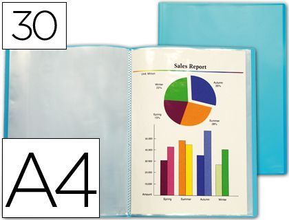 Carpeta Liderpapel Escaparate 47492 30 Fundas Polipropileno Traslucida Din A4 Azul Frosty