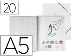 Carpeta liderpapel escaparate con espiral 20 fundas polipropileno din a5 transparente