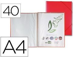 Carpeta Liderpapel Escaparate con Espiral 40 Fundas Polipropileno Din A4 Rojo