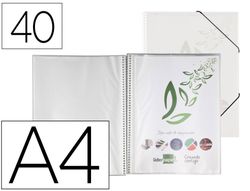 Carpeta liderpapel escaparate con espiral 40 fundas polipropileno din a4 transparente