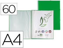 Carpeta Liderpapel Escaparate con Espiral 60 Fundas Polipropileno Din A4 Verde