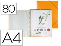 Carpeta Liderpapel Escaparate con Espiral 80 Fundas Polipropileno Din A4 Naranja