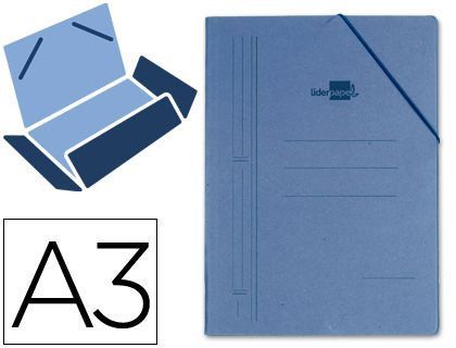 Carpeta Liderpapel Gomas A3 3 Solapas Carton Prespan Azul
