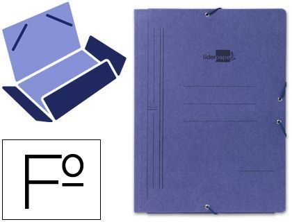 Carpeta Liderpapel Gomas Folio 3 Solapas Carton Pintado Azul