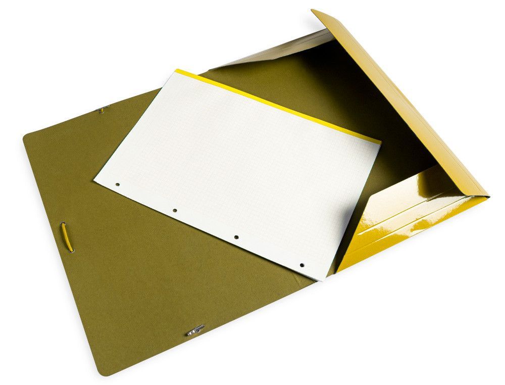 Carpeta liderpapel gomas folio 3 solapas carton plastificado color amarillo