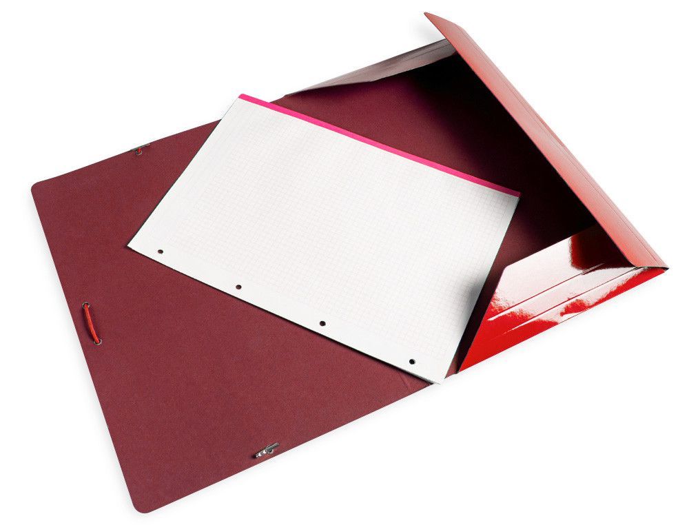 Carpeta liderpapel gomas folio 3 solapas carton plastificado color rojo