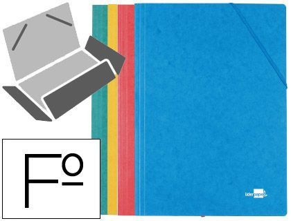 Carpeta Liderpapel Gomas Folio 3 Solapas Carton Simil Prespan Colores Surtidos Pack 4