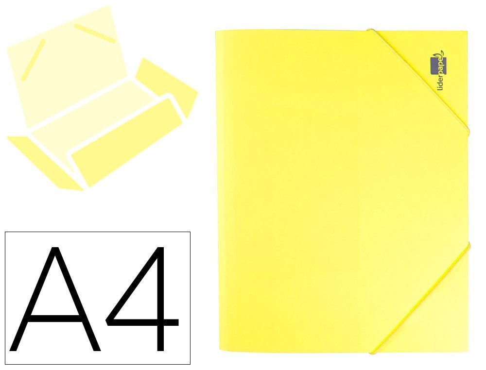 Carpeta liderpapel gomas solapas polipropileno din a4 amarillo fluor opaco