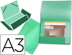 Carpeta Liderpapel Portadocumentos 44803 Solapas Polipropileno Din A3 Verde Serie Frosty Lomo Flexible