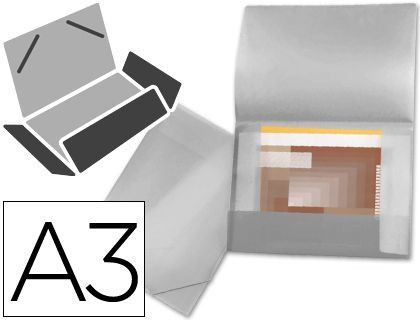 Carpeta Liderpapel Portadocumentos 44804 Solapas Polipropileno Din A3 Incolora Serie Frosty Lomo Flexible